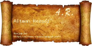 Altman Rezső névjegykártya